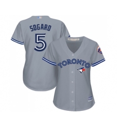 Women's Toronto Blue Jays #5 Eric Sogard Replica Grey Road Baseball Jersey