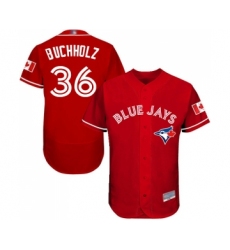 Men's Toronto Blue Jays #36 Clay Buchholz Scarlet Alternate Flex Base Authentic Collection Alternate Baseball Jersey
