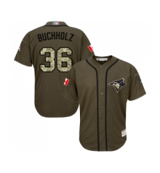 Youth Toronto Blue Jays #36 Clay Buchholz Authentic Green Salute to Service Baseball Jersey