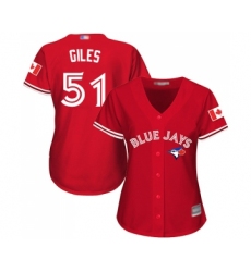 Women's Toronto Blue Jays #51 Ken Giles Replica Scarlet Alternate Baseball Jersey