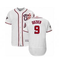 Men's Washington Nationals #9 Brian Dozier White Home Flex Base Authentic Collection 2019 World Series Bound Baseball Jersey