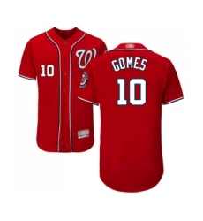 Men's Washington Nationals #10 Yan Gomes Red Alternate Flex Base Authentic Collection Baseball Jersey