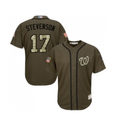 Men's Washington Nationals #17 Andrew Stevenson Authentic Green Salute to Service Baseball Jersey