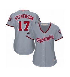 Women's Washington Nationals #17 Andrew Stevenson Authentic Grey Road Cool Base 2019 World Series Champions Baseball Jersey