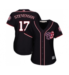 Women's Washington Nationals #17 Andrew Stevenson Authentic Navy Blue Alternate 2 Cool Base Baseball Jersey