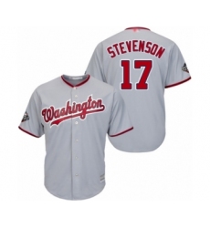 Youth Washington Nationals #17 Andrew Stevenson Authentic Grey Road Cool Base 2019 World Series Bound Baseball Jersey