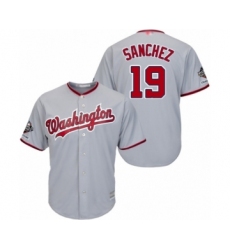 Youth Washington Nationals #19 Anibal Sanchez Authentic Grey Road Cool Base 2019 World Series Champions Baseball Jersey