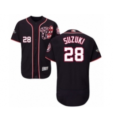 Men's Washington Nationals #28 Kurt Suzuki Navy Blue Alternate Flex Base Authentic Collection 2019 World Series Bound Baseball Jersey