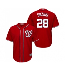 Men's Washington Nationals #28 Kurt Suzuki Replica Red Alternate 1 Cool Base Baseball Jersey