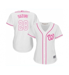 Women's Washington Nationals #28 Kurt Suzuki Replica White Fashion Cool Base Baseball Jersey