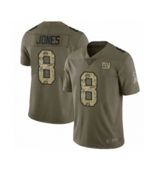 Men's New York Giants #8 Daniel Jones Limited Olive Camo 2017 Salute to Service Football Jersey