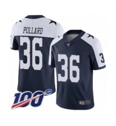 Men's Dallas Cowboys #36 Tony Pollard Navy Blue Throwback Alternate Vapor Untouchable Limited Player 100th Season Football Jersey