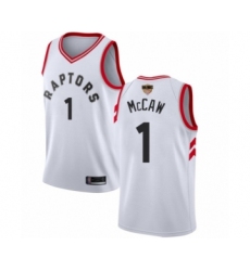 Women's Toronto Raptors #1 Patrick McCaw Swingman White 2019 Basketball Finals Bound Jersey - Association Edition