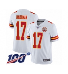 Men's Kansas City Chiefs #17 Mecole Hardman White Vapor Untouchable Limited Player 100th Season Football Jersey
