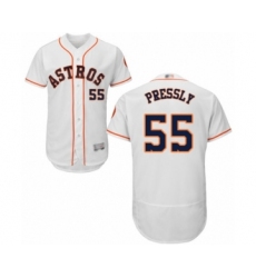 Men's Houston Astros #55 Ryan Pressly White Home Flex Base Authentic Collection Baseball Jersey