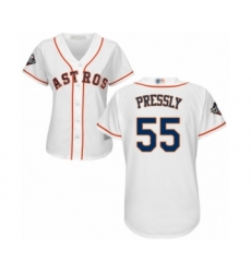 Women's Houston Astros #55 Ryan Pressly Authentic White Home Cool Base 2019 World Series Bound Baseball Jersey