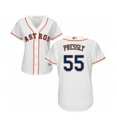 Women's Houston Astros #55 Ryan Pressly Authentic White Home Cool Base Baseball Jersey
