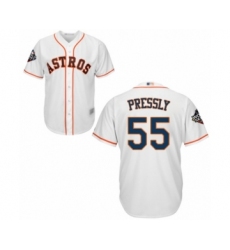 Youth Houston Astros #55 Ryan Pressly Authentic White Home Cool Base 2019 World Series Bound Baseball Jersey