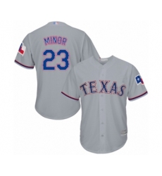Men's Texas Rangers #23 Mike Minor Replica Grey Road Cool Base Baseball Jersey
