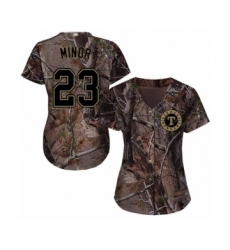 Women's Texas Rangers #23 Mike Minor Authentic Camo Realtree Collection Flex Base Baseball Jersey