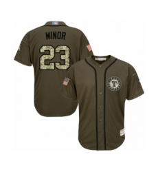 Youth Texas Rangers #23 Mike Minor Authentic Green Salute to Service Baseball Jersey