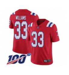 Youth New England Patriots #33 Joejuan Williams Red Alternate Vapor Untouchable Limited Player 100th Season Football Jersey