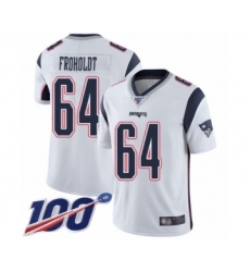 Men's New England Patriots #64 Hjalte Froholdt White Vapor Untouchable Limited Player 100th Season Football Jersey