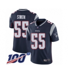 Men's New England Patriots #55 John Simon Navy Blue Team Color Vapor Untouchable Limited Player 100th Season Football Jersey