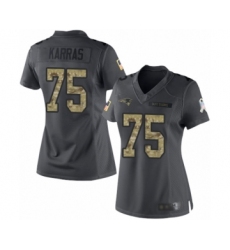 Women's New England Patriots #75 Ted Karras Limited Black 2016 Salute to Service Football Jersey