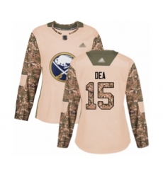 Women's Buffalo Sabres #15 Jean-Sebastien Dea Authentic Camo Veterans Day Practice Hockey Jersey