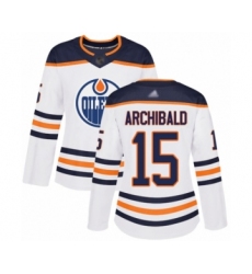 Women's Edmonton Oilers #15 Josh Archibald Authentic White Away Hockey Jersey
