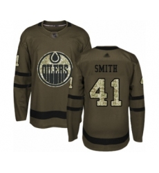 Men's Edmonton Oilers #41 Mike Smith Authentic Green Salute to Service Hockey Jersey