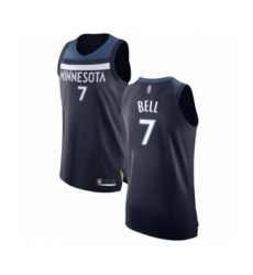 Men's Minnesota Timberwolves #7 Jordan Bell Authentic Navy Blue Basketball Jersey - Icon Edition