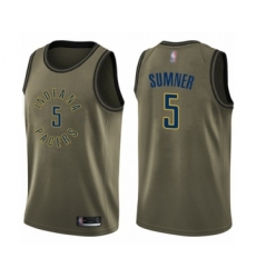 Youth Indiana Pacers #5 Edmond Sumner Swingman Green Salute to Service Basketball Jersey