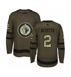 Men's Winnipeg Jets #2 Anthony Bitetto Authentic Green Salute to Service Hockey Jersey