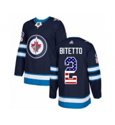 Youth Winnipeg Jets #2 Anthony Bitetto Authentic Navy Blue USA Flag Fashion Hockey Jersey