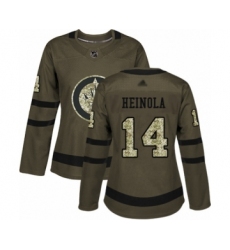 Women's Winnipeg Jets #14 Ville Heinola Authentic Green Salute to Service Hockey Jersey