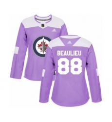 Women's Winnipeg Jets #88 Nathan Beaulieu Authentic Purple Fights Cancer Practice Hockey Jersey