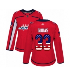 Women's Washington Capitals #33 Radko Gudas Authentic Red USA Flag Fashion Hockey Jersey
