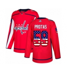 Men's Washington Capitals #59 Aliaksei Protas Authentic Red USA Flag Fashion Hockey Jersey