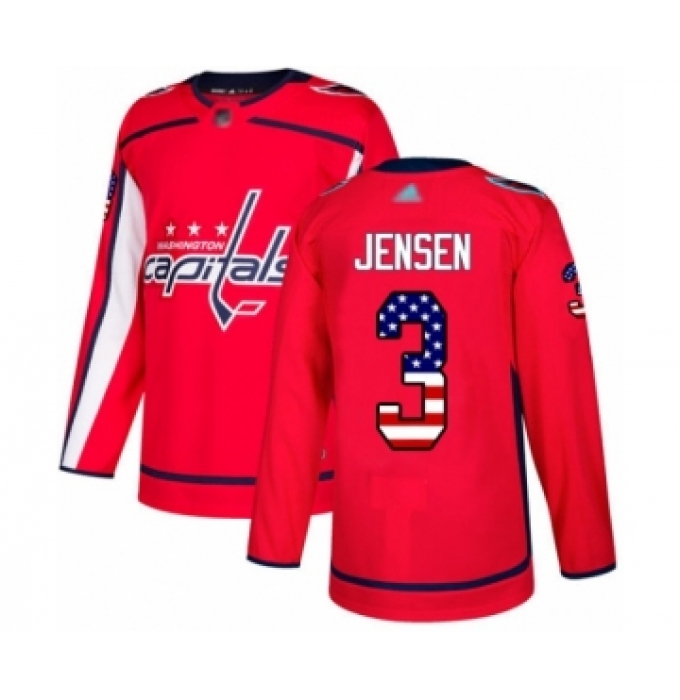 Youth Washington Capitals #3 Nick Jensen Authentic Red USA Flag Fashion Hockey Jersey