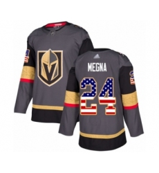 Men's Vegas Golden Knights #24 Jaycob Megna Authentic Gray USA Flag Fashion Hockey Jersey