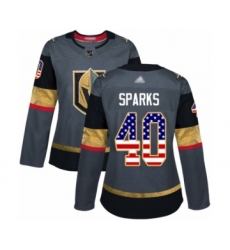 Women's Vegas Golden Knights #40 Garret Sparks Authentic Gray USA Flag Fashion Hockey Jersey