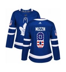 Women's Toronto Maple Leafs #8 Jake Muzzin Authentic Royal Blue USA Flag Fashion Hockey Jersey