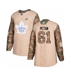 Men's Toronto Maple Leafs #61 Nic Petan Authentic Camo Veterans Day Practice Hockey Jersey