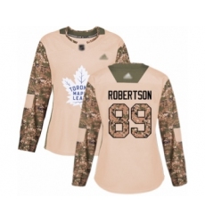Women's Toronto Maple Leafs #89 Nicholas Robertson Authentic Camo Veterans Day Practice Hockey Jersey
