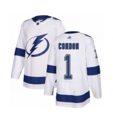 Youth Tampa Bay Lightning #1 Mike Condon Authentic White Away Hockey Jersey