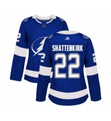 Women's Tampa Bay Lightning #22 Kevin Shattenkirk Authentic Royal Blue Home Hockey Jersey