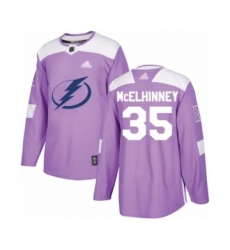Men's Tampa Bay Lightning #35 Curtis McElhinney Authentic Purple Fights Cancer Practice Hockey Jersey