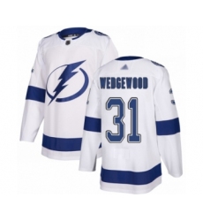 Youth Tampa Bay Lightning #31 Scott Wedgewood Authentic White Away Hockey Jersey